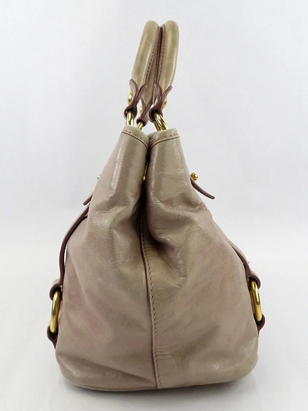 Miu Miu Taupe Leather Top-Handle Tote